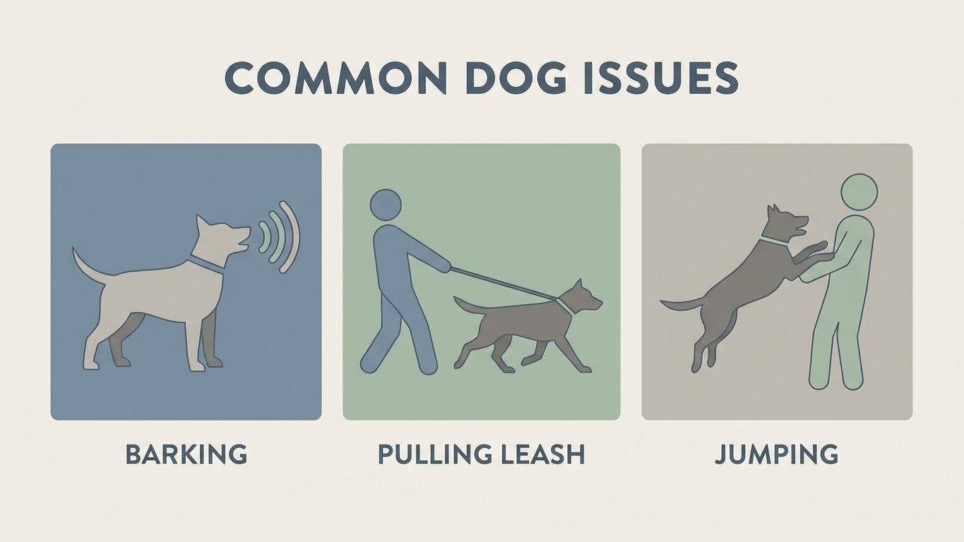 Minimal conceptual illustration showing the connection between dog brain and behavior