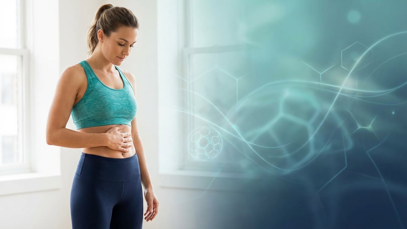 Woman measuring waist - representing hormonal belly fat struggle
