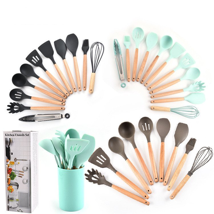 Premium 11-Piece Silicone & Wood Kitchen Utensil Set - Image 2
