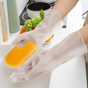 Silicone Scrubber Cleaning Gloves (Yellow Inner Scrub)